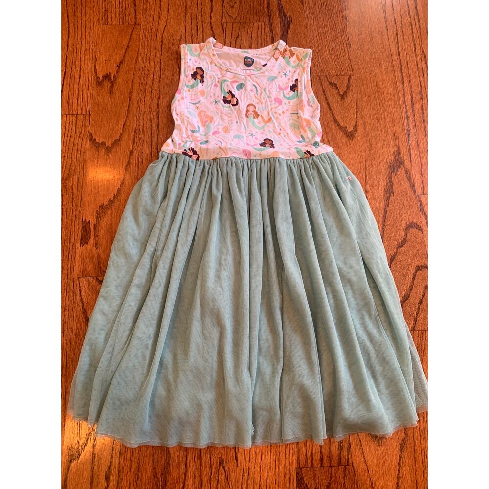 Bird & Bean Mermaid Octopus Bamboo Tulle Dress MSRP $48 | Aqua Teal White | 8T